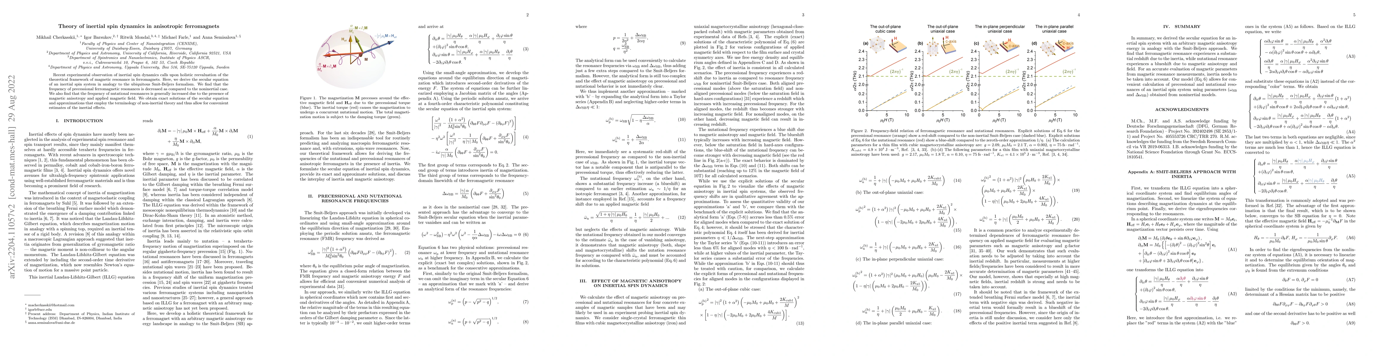 Thumbnail for Theory of inertial spin dynamics in anisotropic ferromagnets