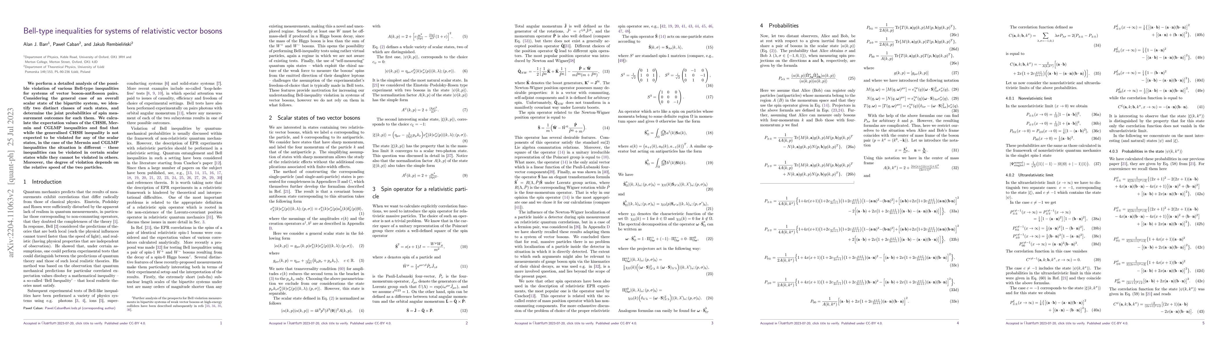 Thumbnail for Bell-type inequalities for systems of relativistic vector bosons