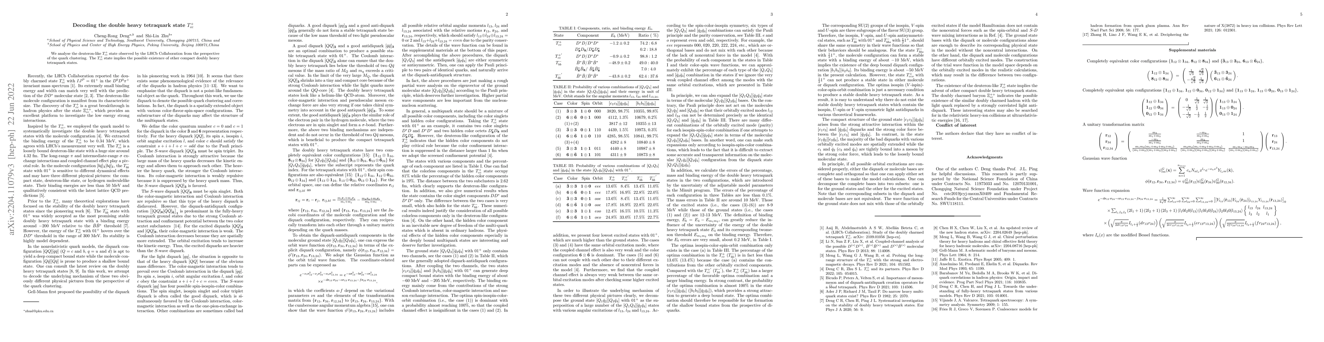 Thumbnail for Decoding the double heavy tetraquark state $T^+_{cc}$