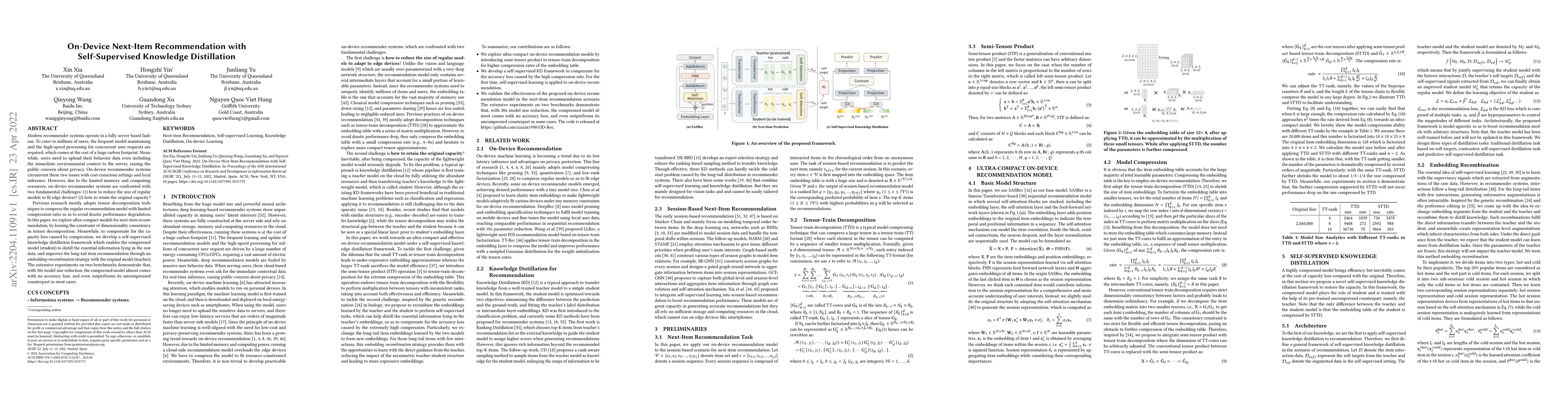 Thumbnail for On-Device Next-Item Recommendation with Self-Supervised Knowledge
  Distillation