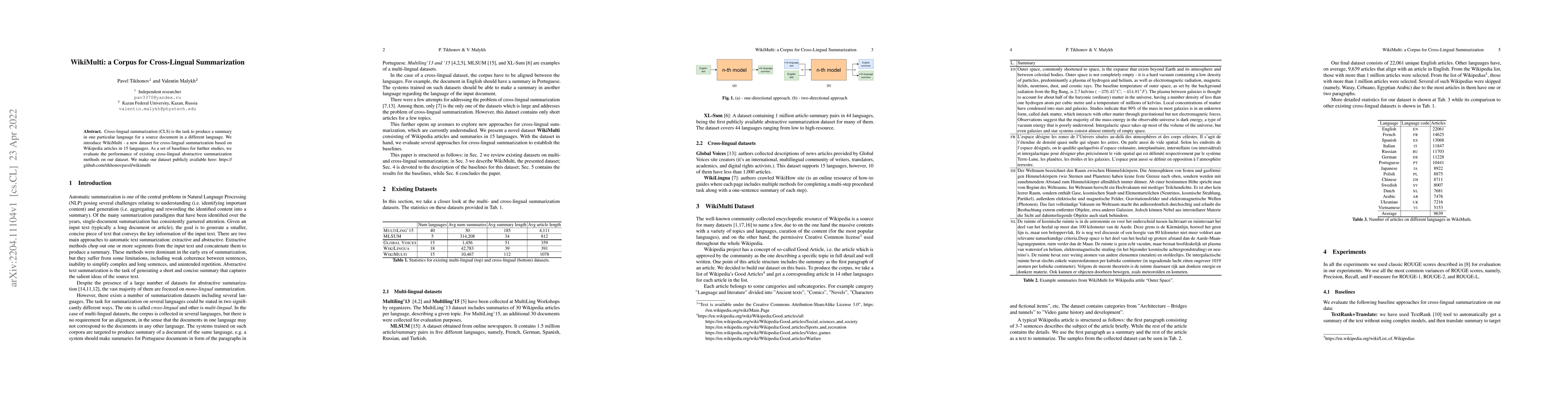 Thumbnail for WikiMulti: a Corpus for Cross-Lingual Summarization