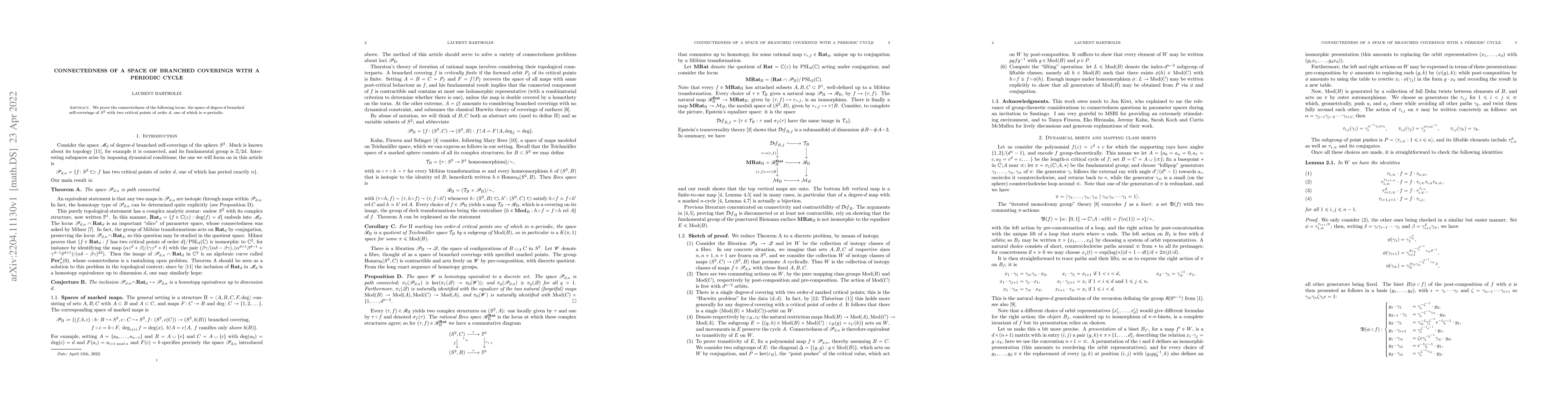 Thumbnail for Connectedness of a space of branched coverings with a periodic cycle