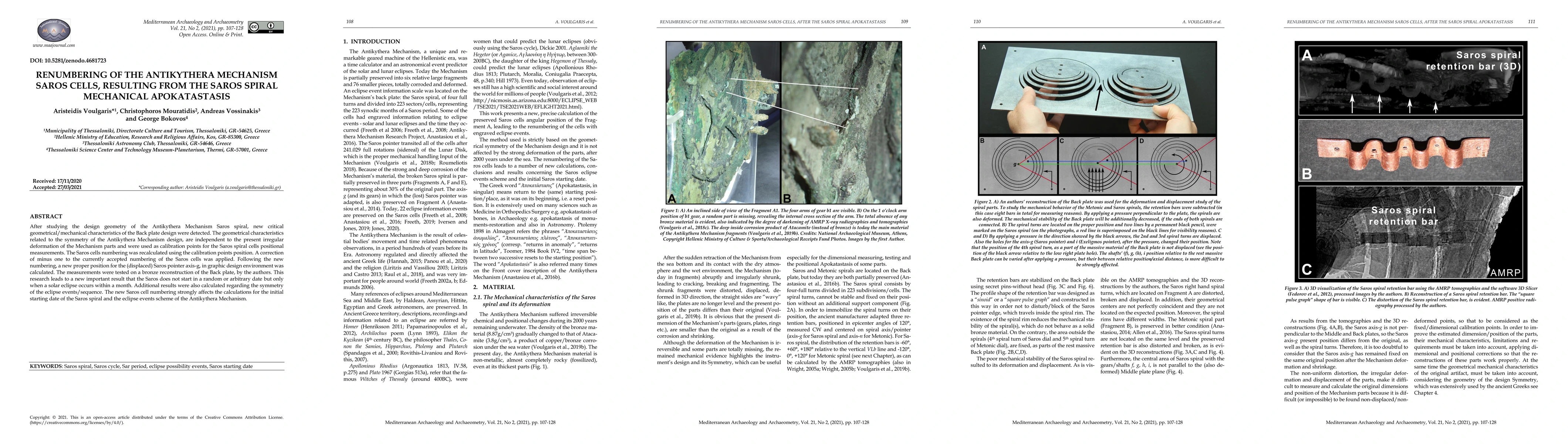 Thumbnail for Renumbering of the Antikythera Mechanism Saros cells, resulting from the
  Saros spiral mechanical apokatastasis