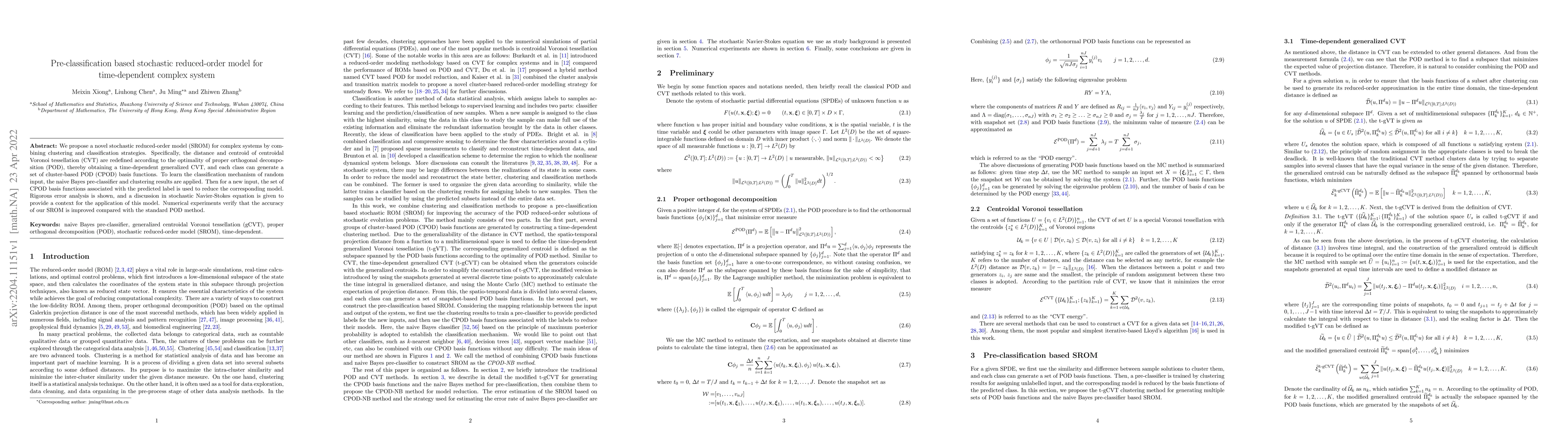 Thumbnail for Pre-classification based stochastic reduced-order model for
  time-dependent complex system