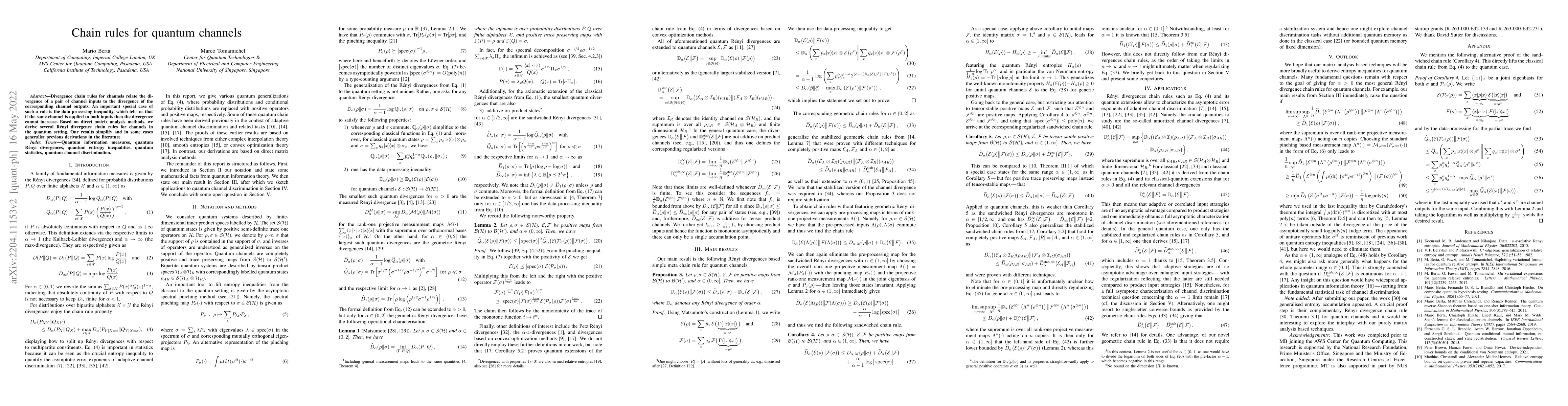 Thumbnail for Chain rules for quantum channels