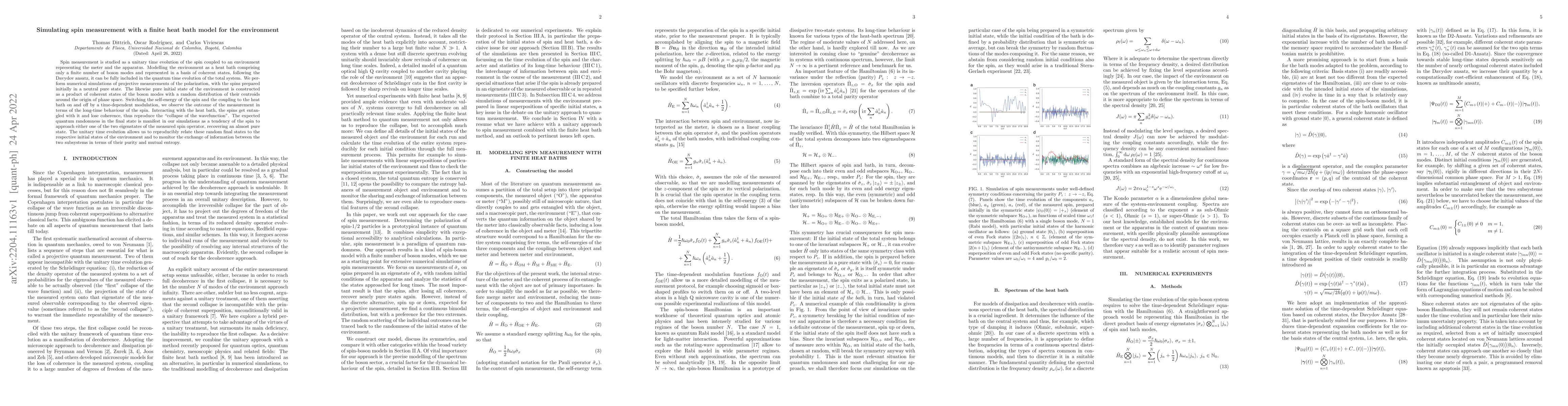Thumbnail for Simulating spin measurement with a finite heat bath model for the
  environment