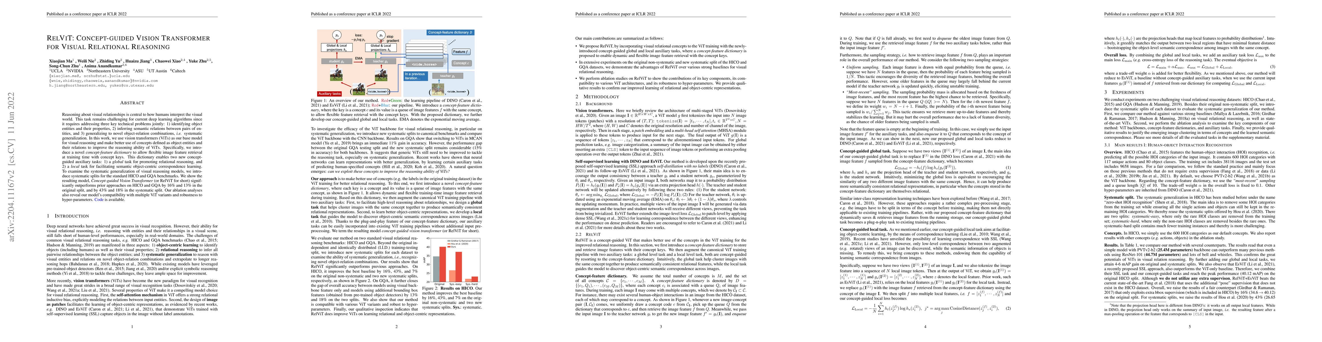 Thumbnail for RelViT: Concept-guided Vision Transformer for Visual Relational
  Reasoning