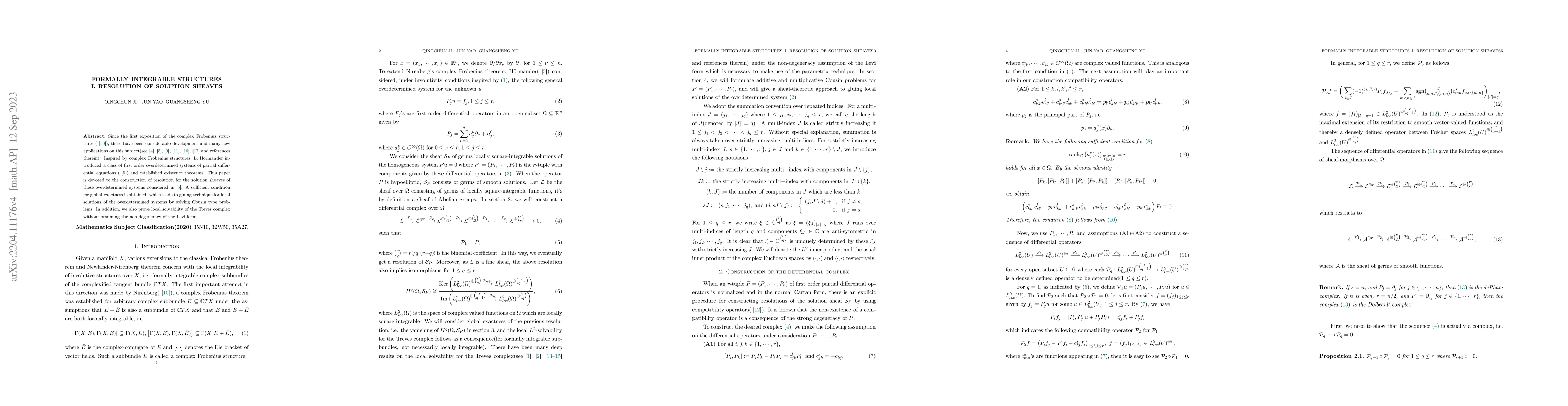 Thumbnail for Formally Integrable Structures I. Resolution of Solution Sheaves