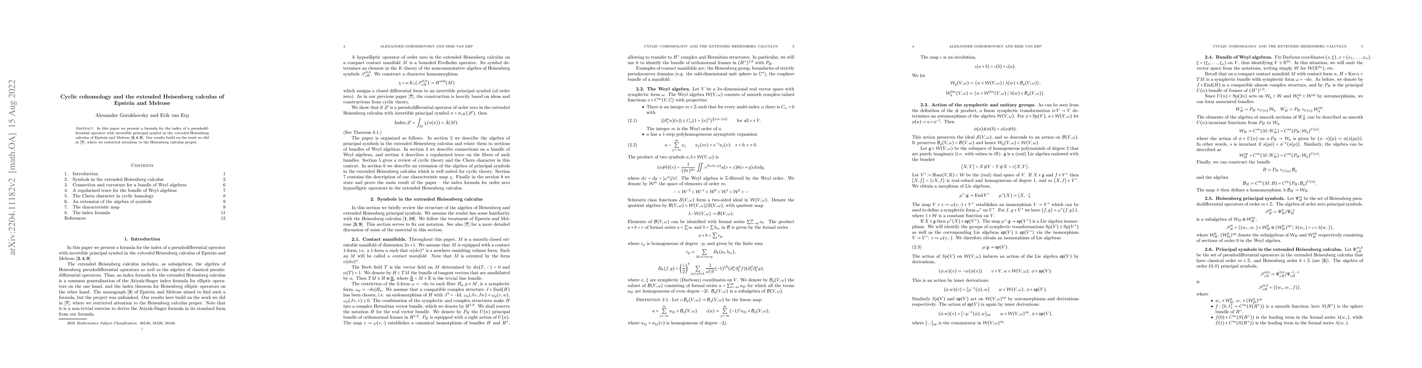Thumbnail for Cyclic cohomology and the extended Heisenberg calculus of Epstein and
  Melrose