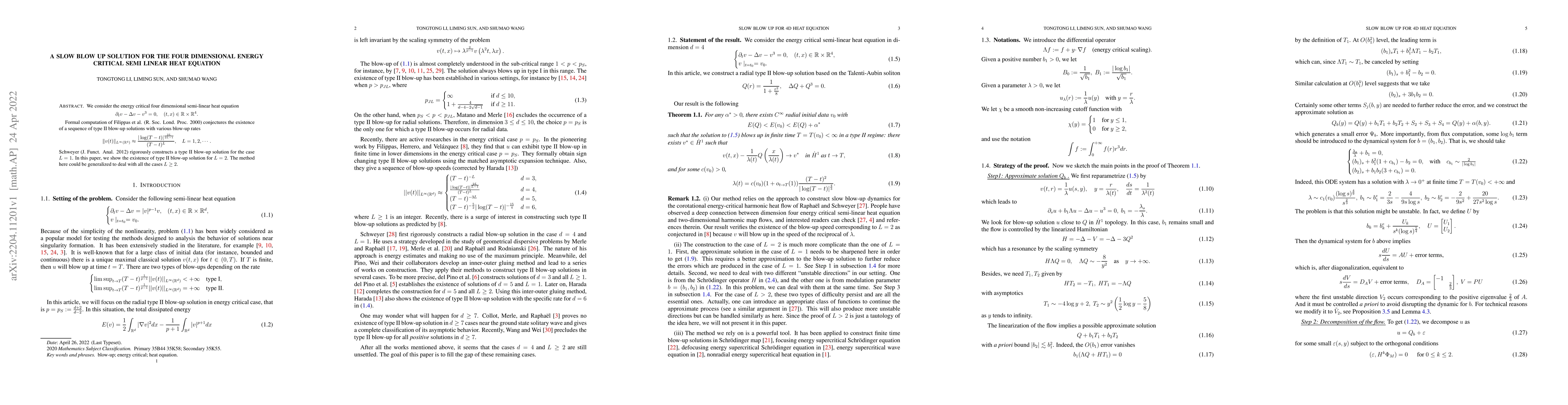Thumbnail for A slow blow up solution for the four dimensional energy critical semi
  linear heat equation
