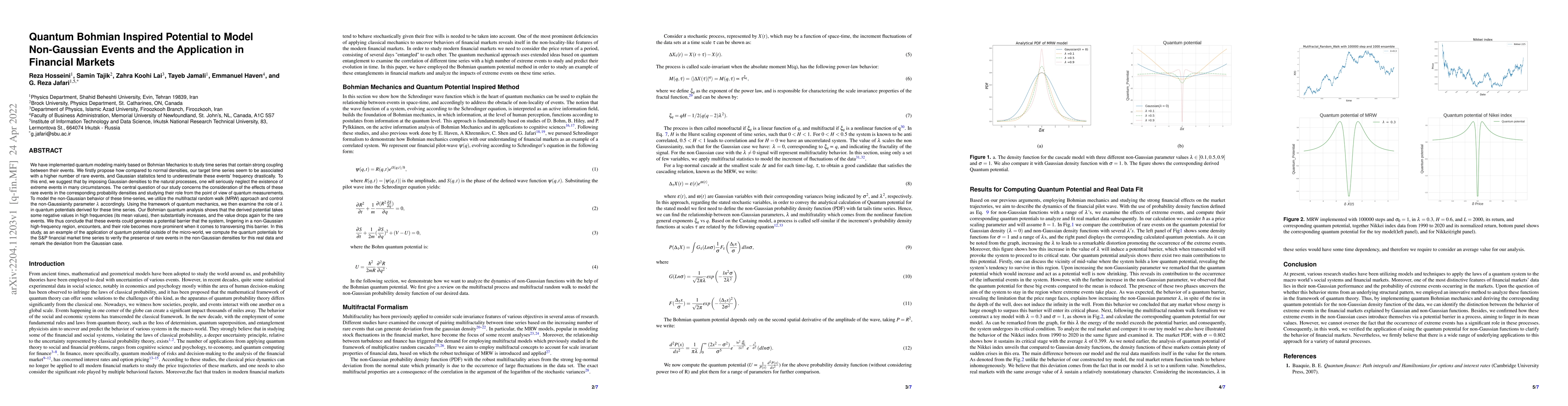 Thumbnail for Quantum Bohmian Inspired Potential to Model Non-Gaussian Events and the
  Application in Financial Markets