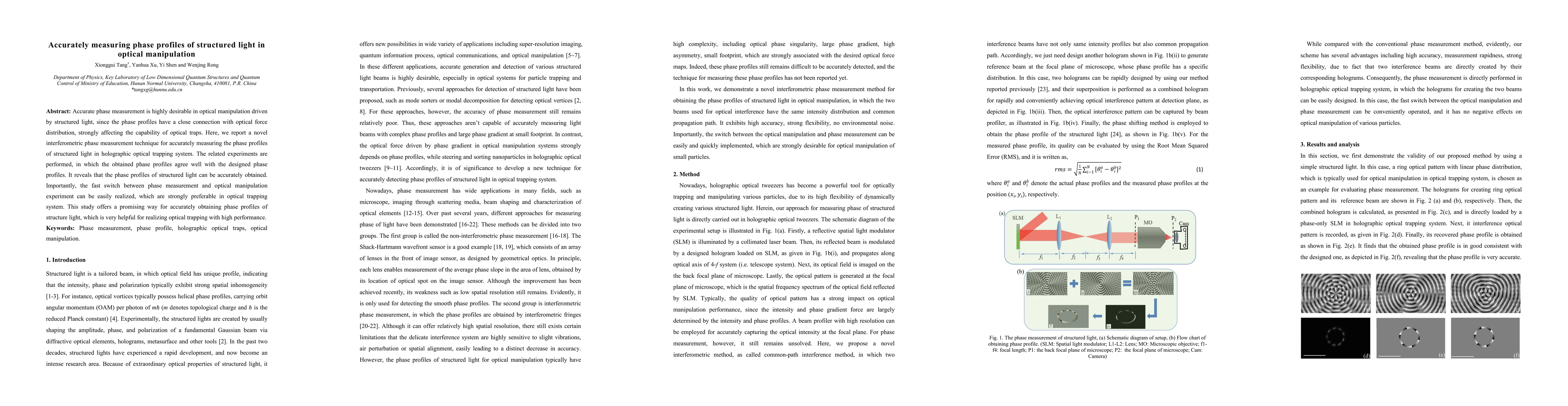 Thumbnail for Accurately measuring phase profiles of structured light in optical
  manipulation