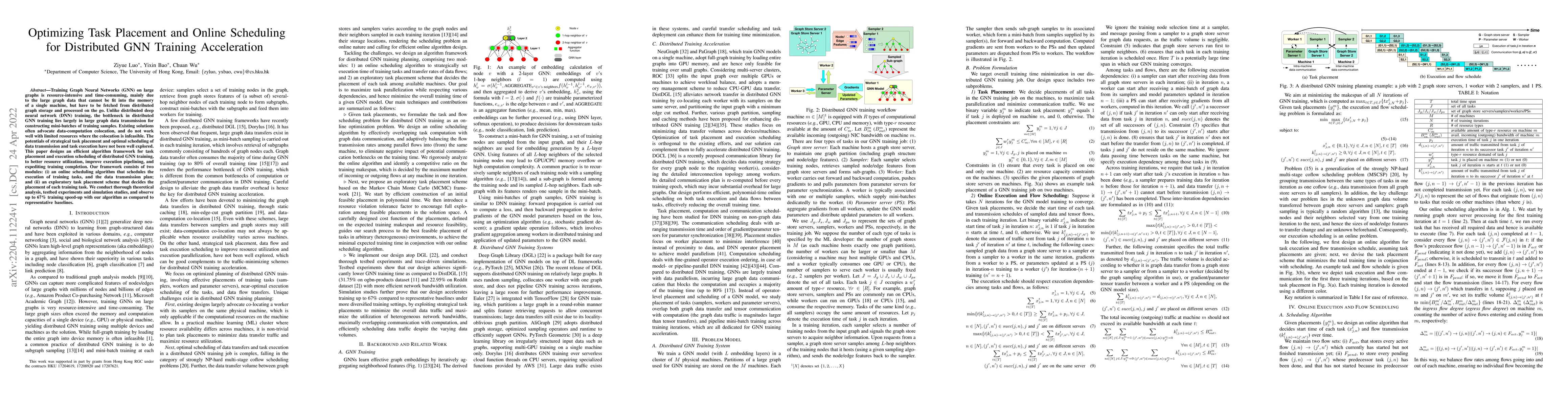 Thumbnail for Optimizing Task Placement and Online Scheduling for Distributed GNN
  Training Acceleration