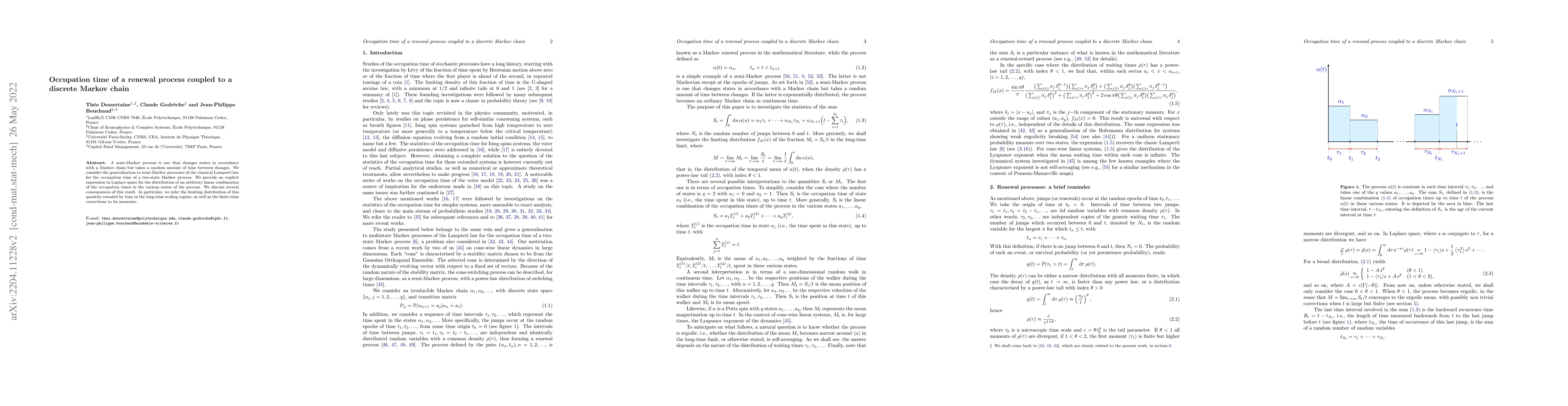 Thumbnail for Occupation time of a renewal process coupled to a discrete Markov chain