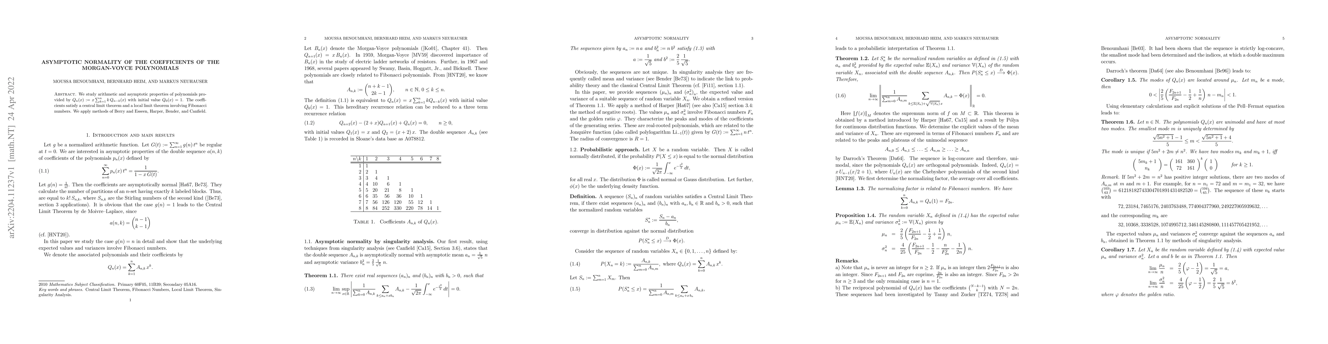 Thumbnail for Asymptotic Normality of the Coefficients of the Morgan-Voyce Polynomials