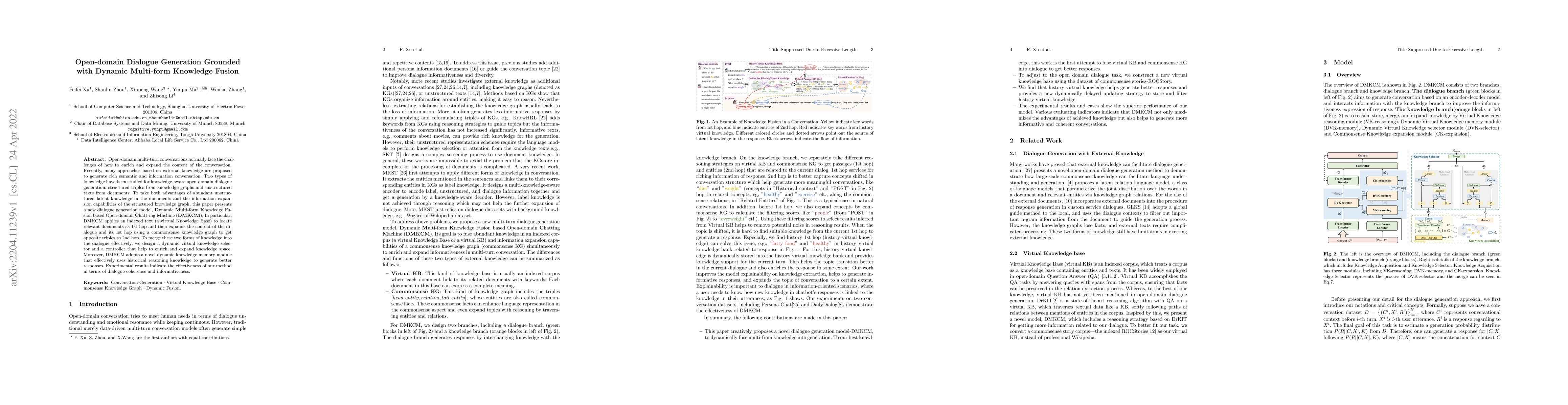 Thumbnail for Open-domain Dialogue Generation Grounded with Dynamic Multi-form
  Knowledge Fusion