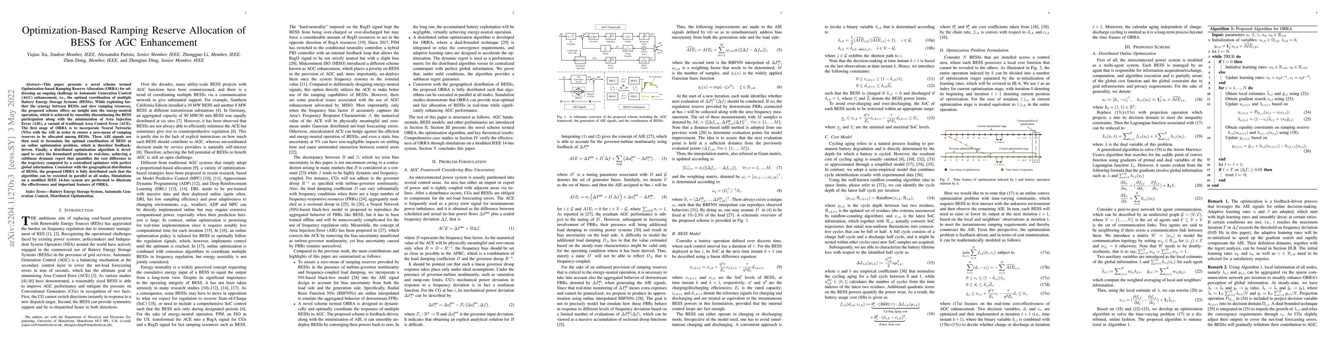 Thumbnail for Optimization-Based Ramping Reserve Allocation of BESS for AGC
  Enhancement