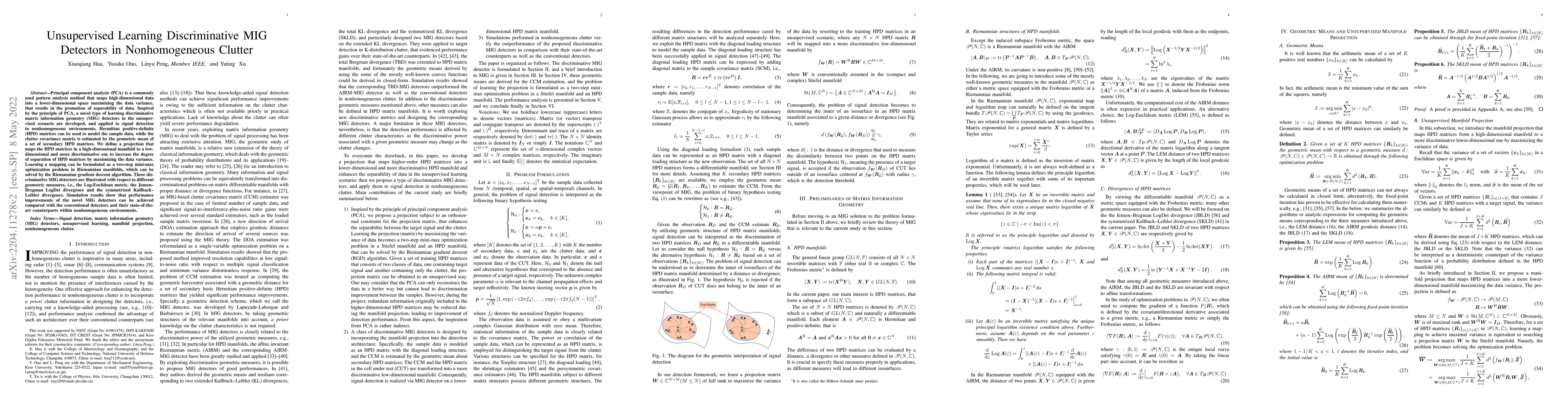 Thumbnail for Unsupervised Learning Discriminative MIG Detectors in Nonhomogeneous
  Clutter