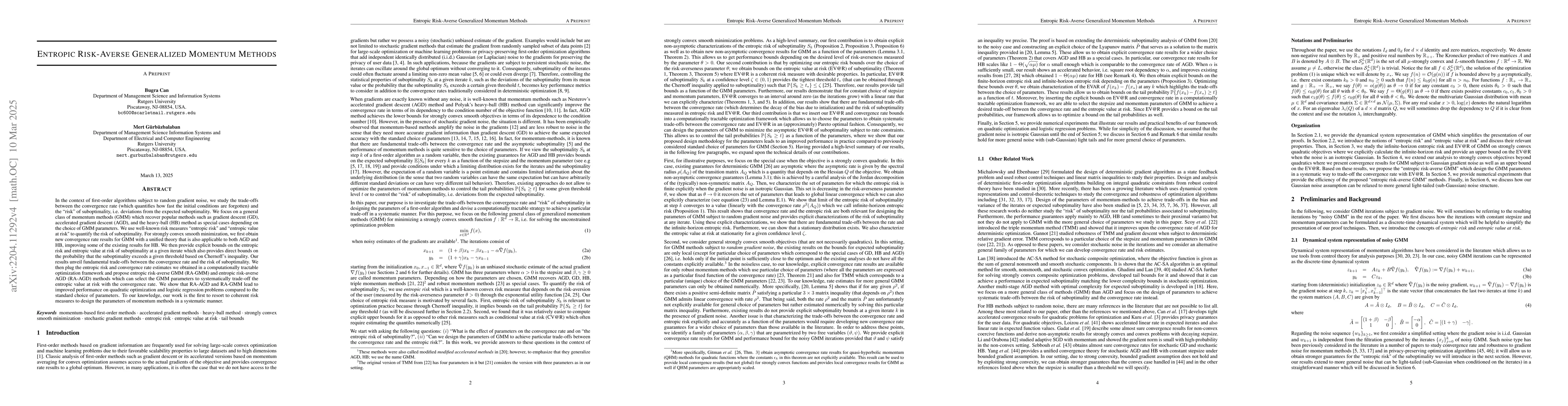Thumbnail for Entropic Risk-Averse Generalized Momentum Methods