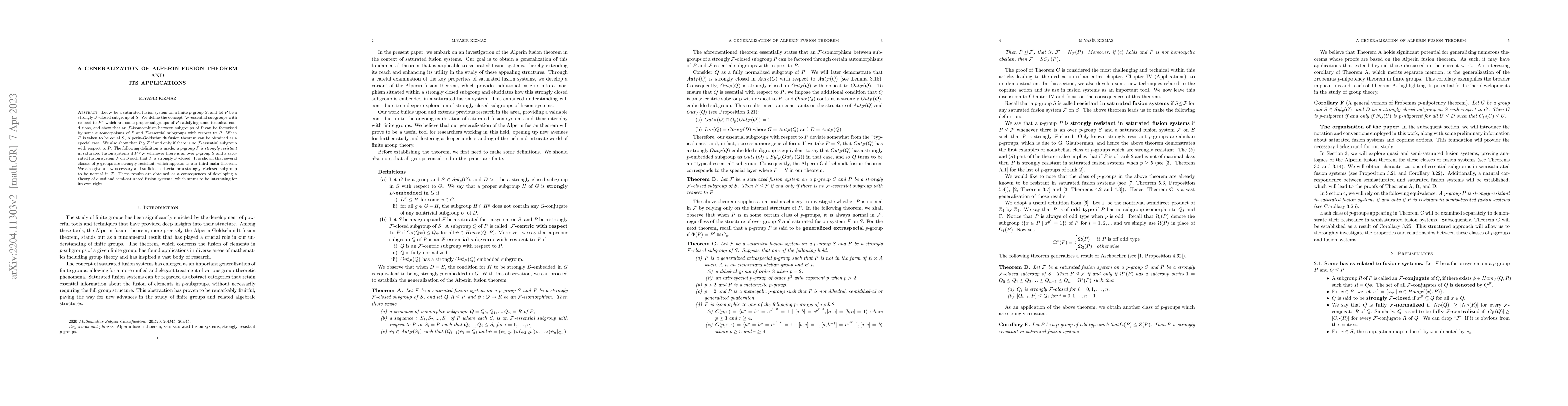 Thumbnail for A generalization of Alperin fusion theorem and its applications