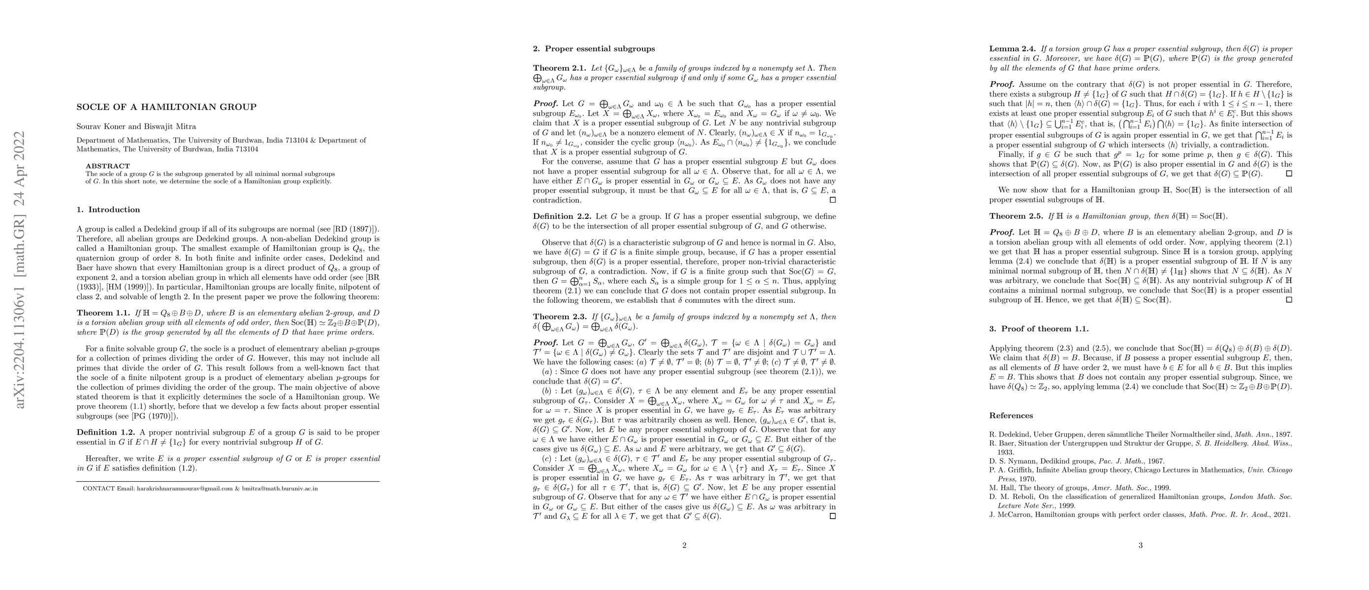 Thumbnail for Socle of Hamiltonian Group