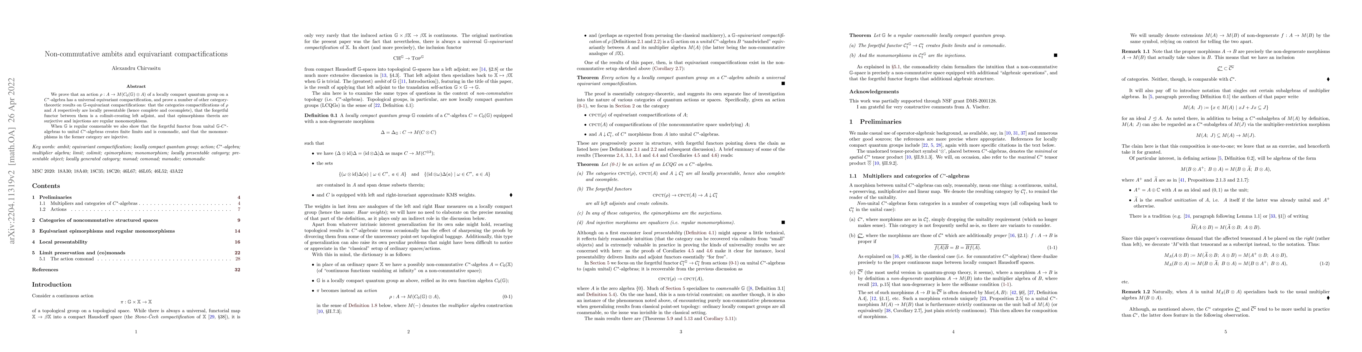 Thumbnail for Non-commutative ambits and equivariant compactifications