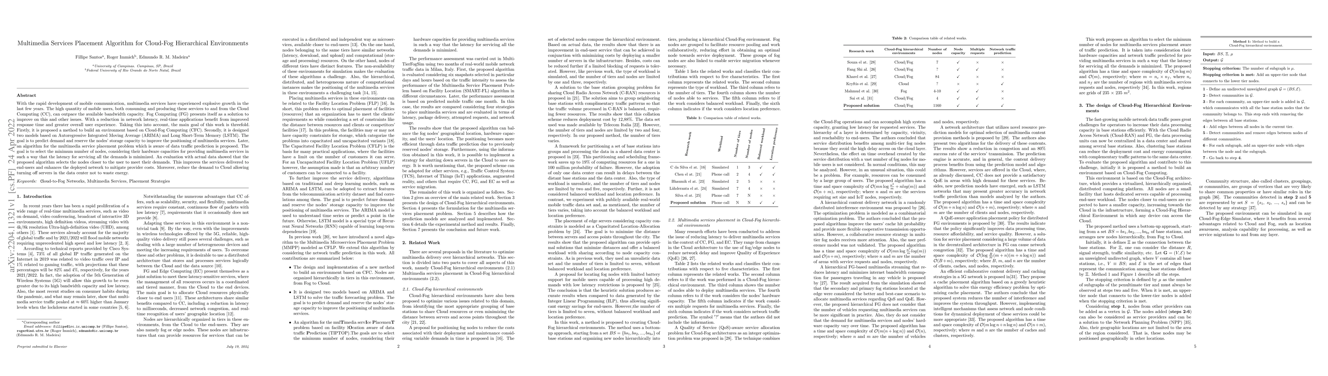 Thumbnail for Multimedia Services Placement Algorithm for Cloud-Fog Hierarchical
  Environments