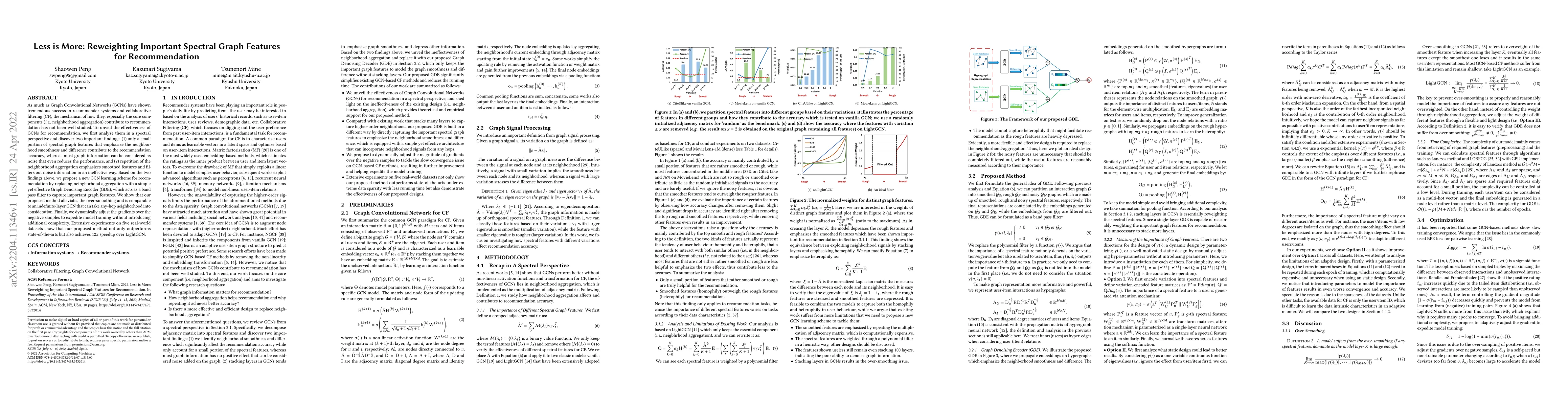 Thumbnail for Less is More: Reweighting Important Spectral Graph Features for
  Recommendation