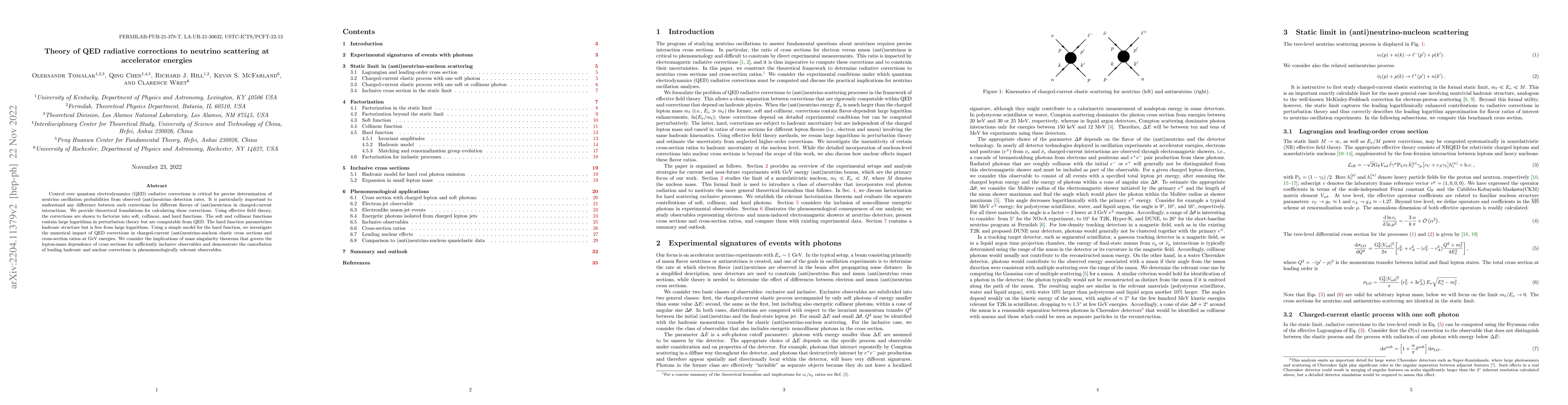 Thumbnail for Theory of QED radiative corrections to neutrino scattering at
  accelerator energies