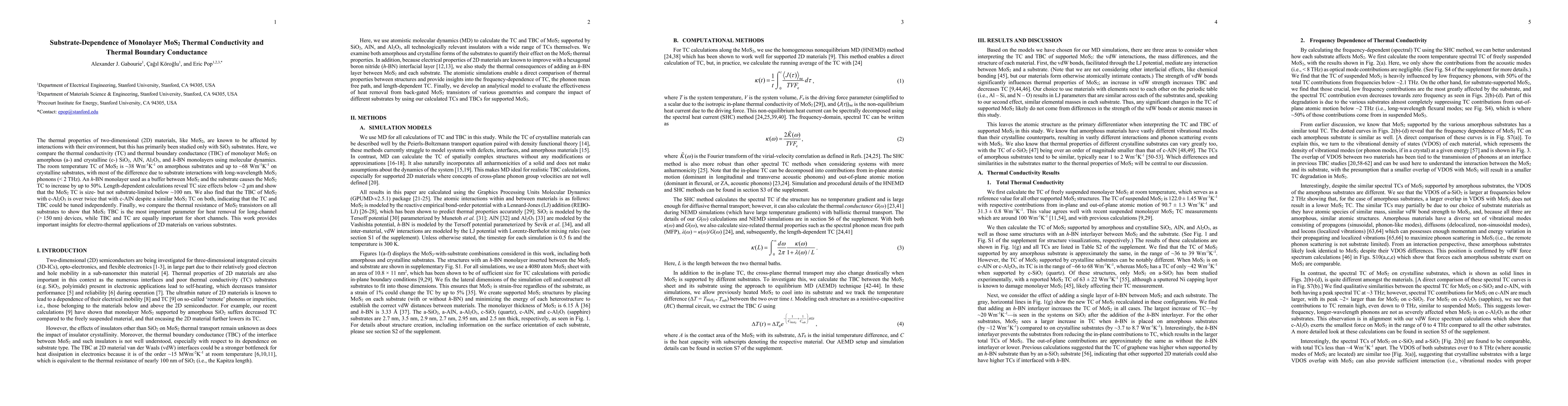 Thumbnail for Substrate-Dependence of Monolayer MoS$_2$ Thermal Conductivity and
  Thermal Boundary Conductance
