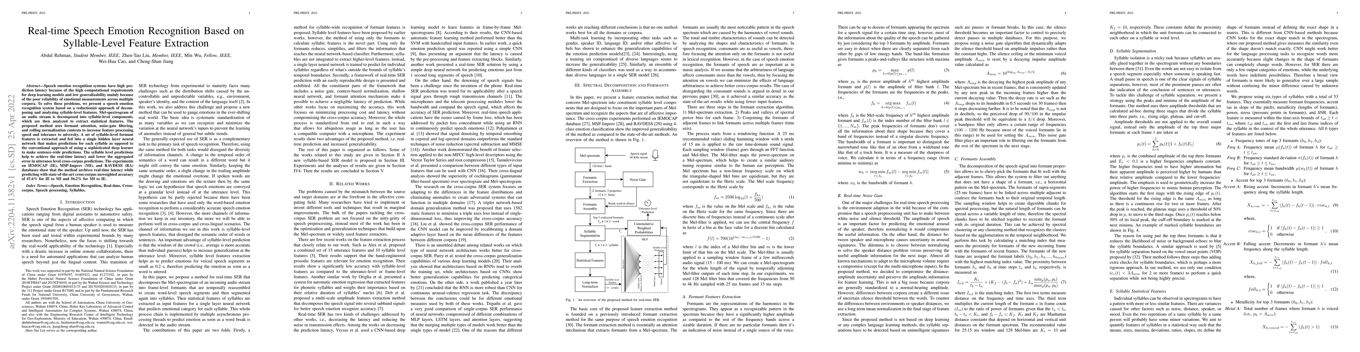 Thumbnail for Real-time Speech Emotion Recognition Based on Syllable-Level Feature
  Extraction