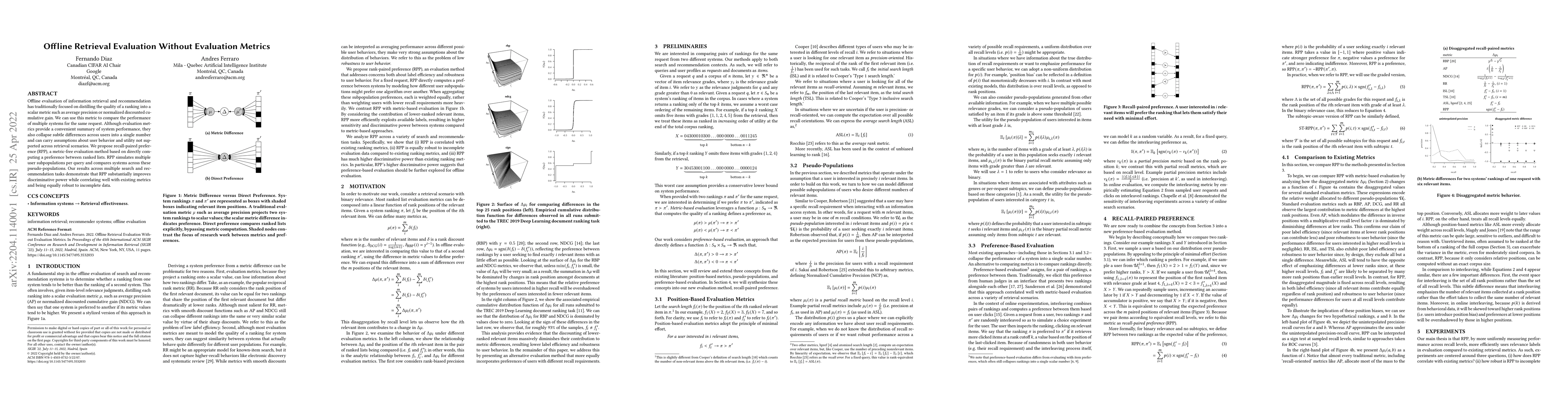 Thumbnail for Offline Retrieval Evaluation Without Evaluation Metrics