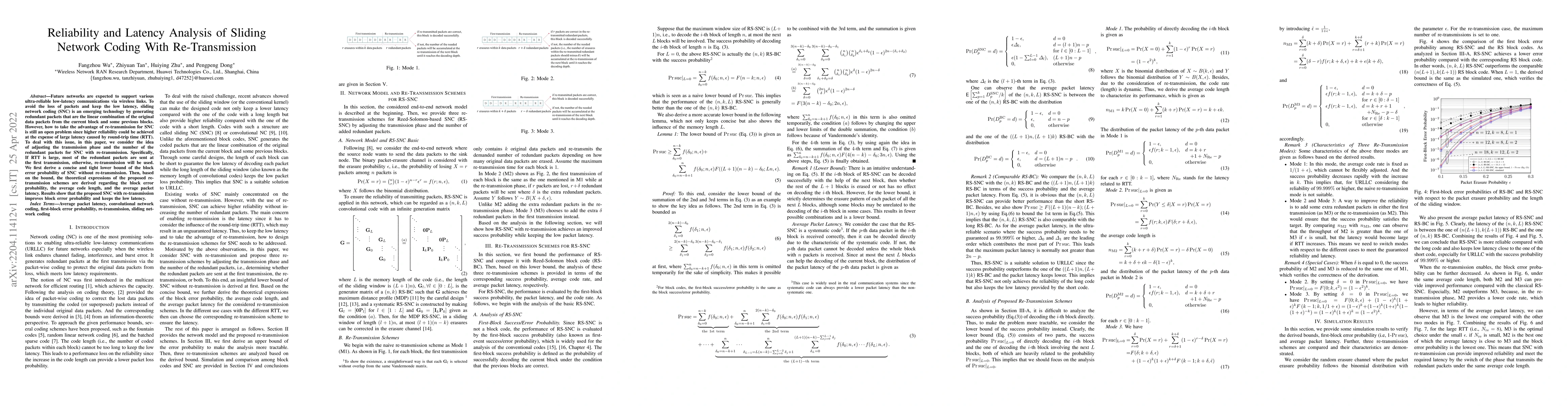 Thumbnail for Reliability and Latency Analysis of Sliding Network Coding With
  Re-Transmission
