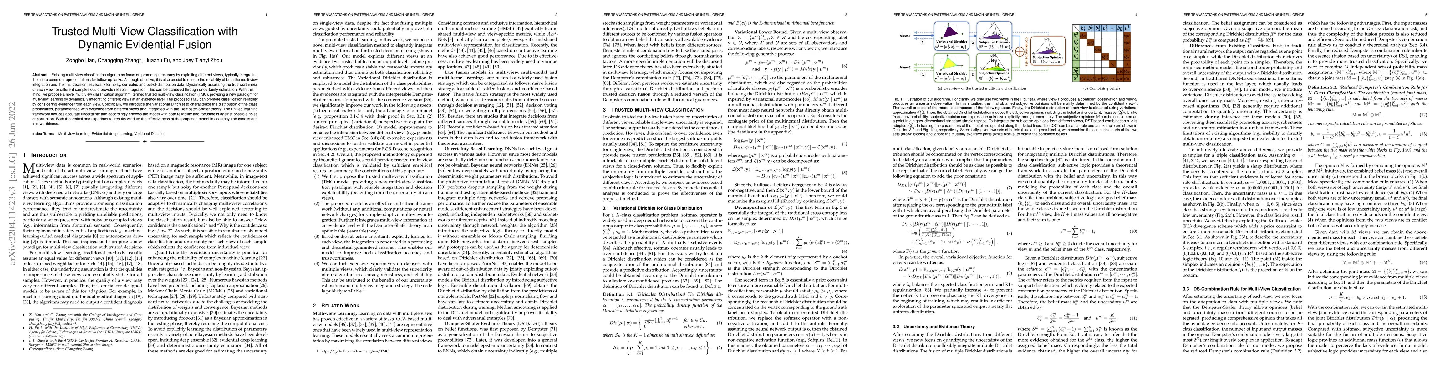 Thumbnail for Trusted Multi-View Classification with Dynamic Evidential Fusion