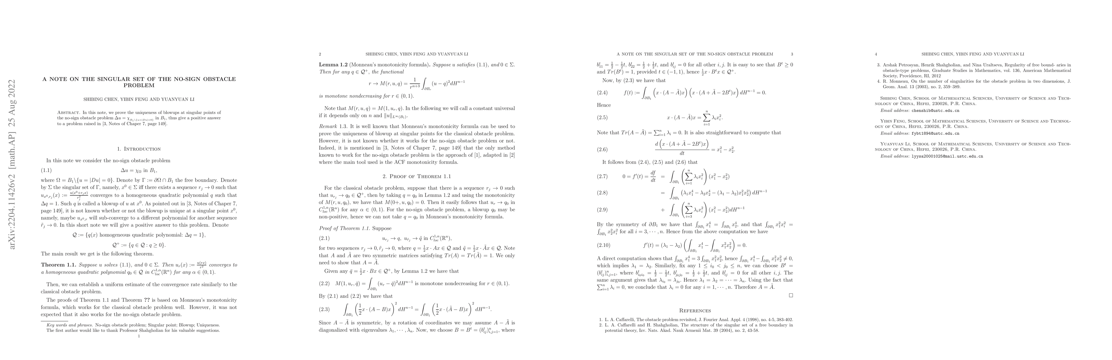 Thumbnail for A note on the singular set of the no-sign obstacle problem