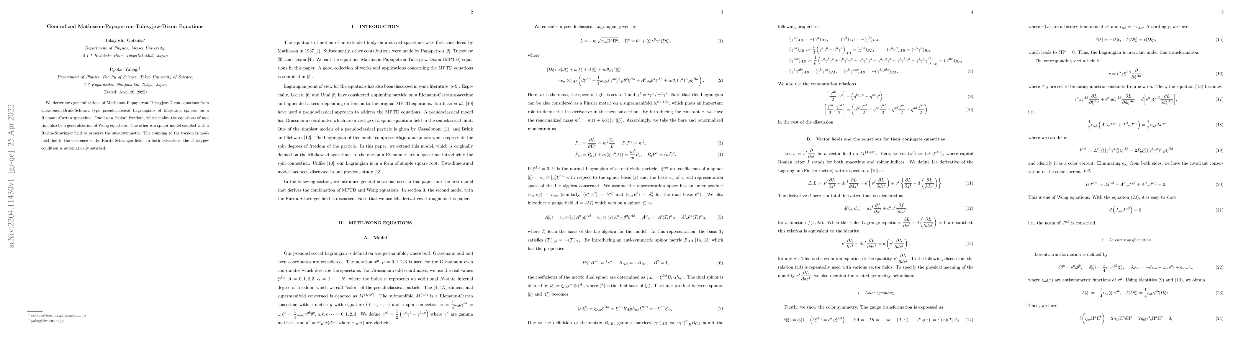 Thumbnail for Generalized Mathisson-Papapetrou-Tulczyjew-Dixon Equations