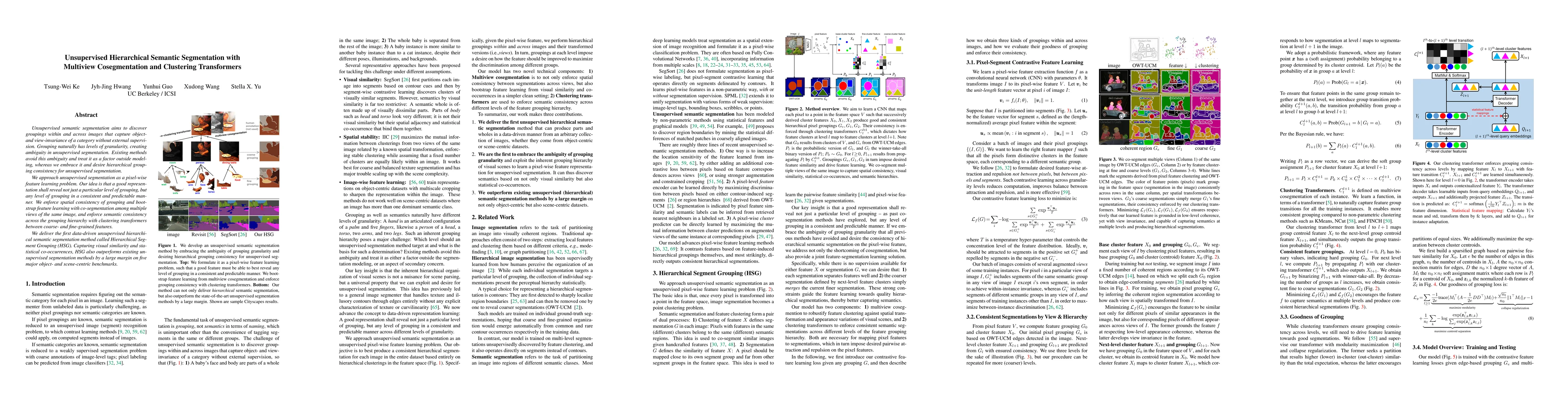 Thumbnail for Unsupervised Hierarchical Semantic Segmentation with Multiview
  Cosegmentation and Clustering Transformers
