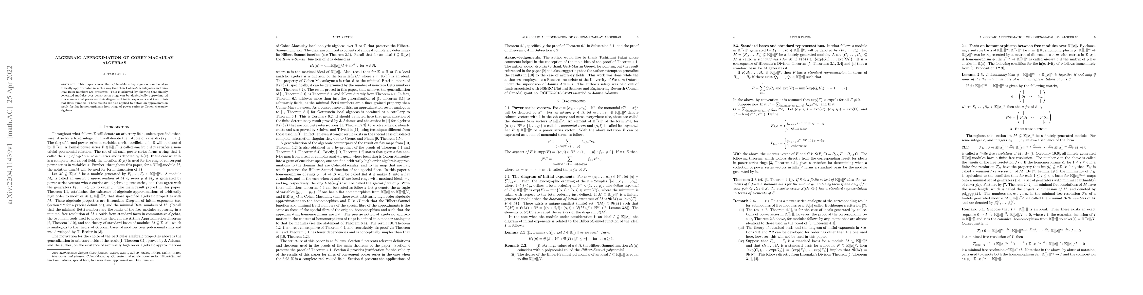 Thumbnail for Algebraic Approximation of Cohen-Macaulay Algebras