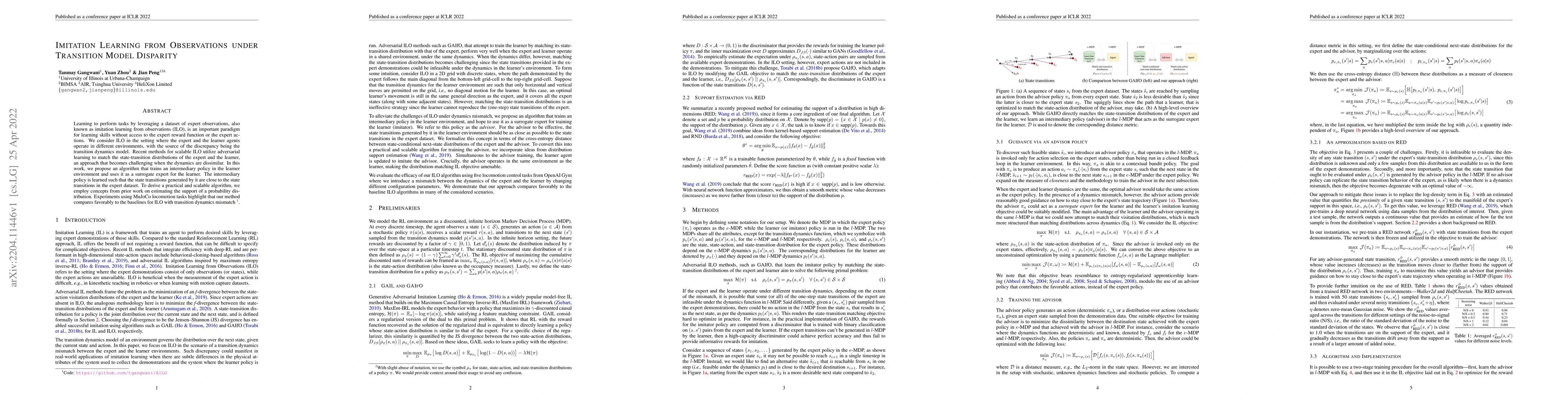 Thumbnail for Imitation Learning from Observations under Transition Model Disparity