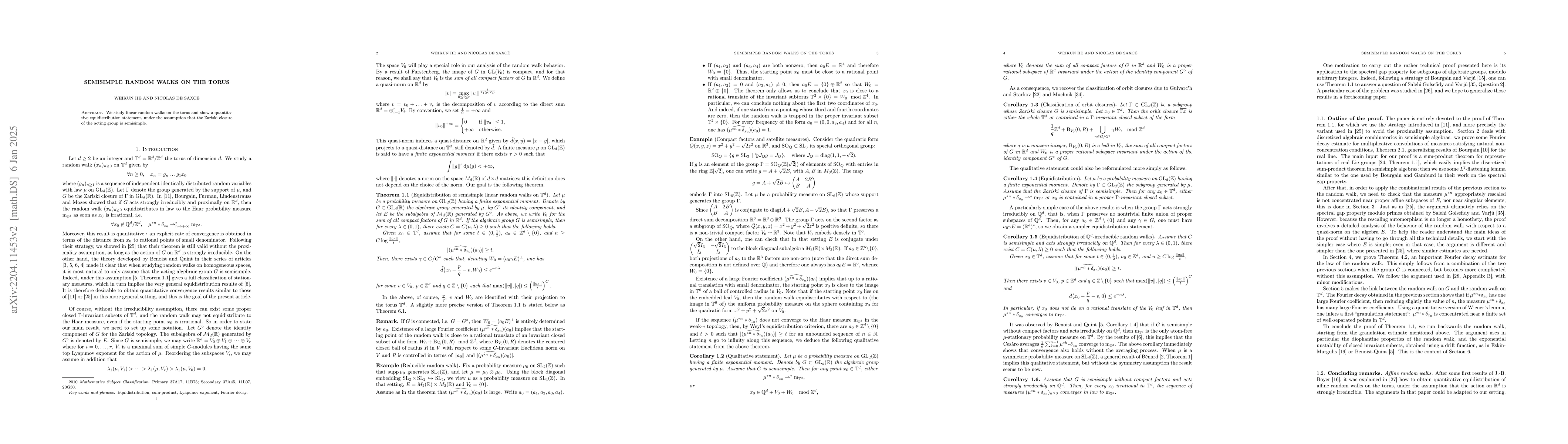Thumbnail for Semisimple random walks on the torus