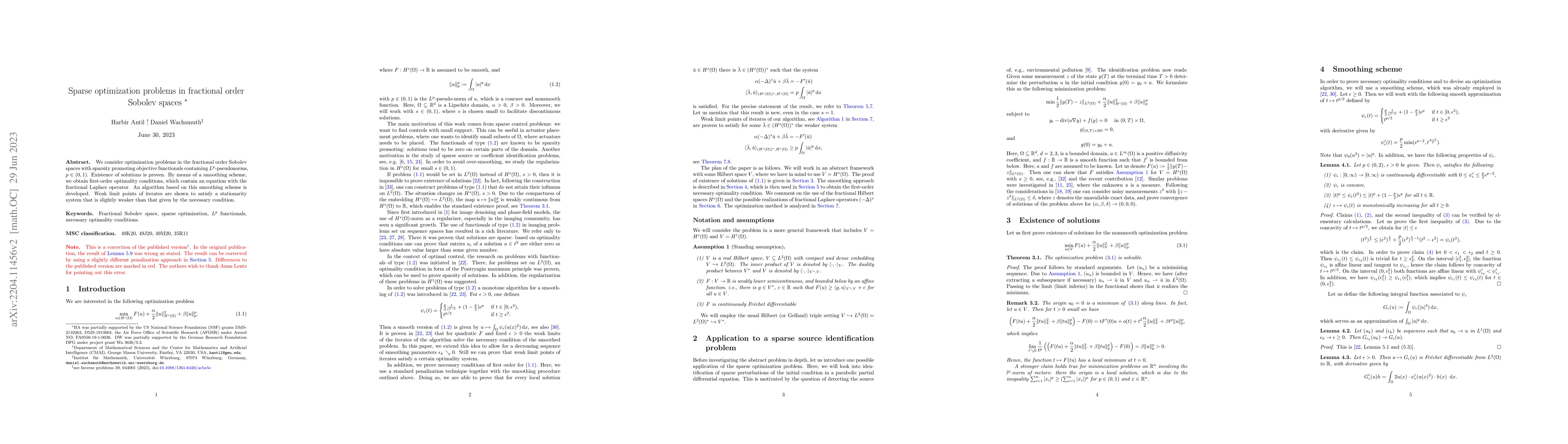 Thumbnail for Sparse optimization problems in fractional order Sobolev spaces