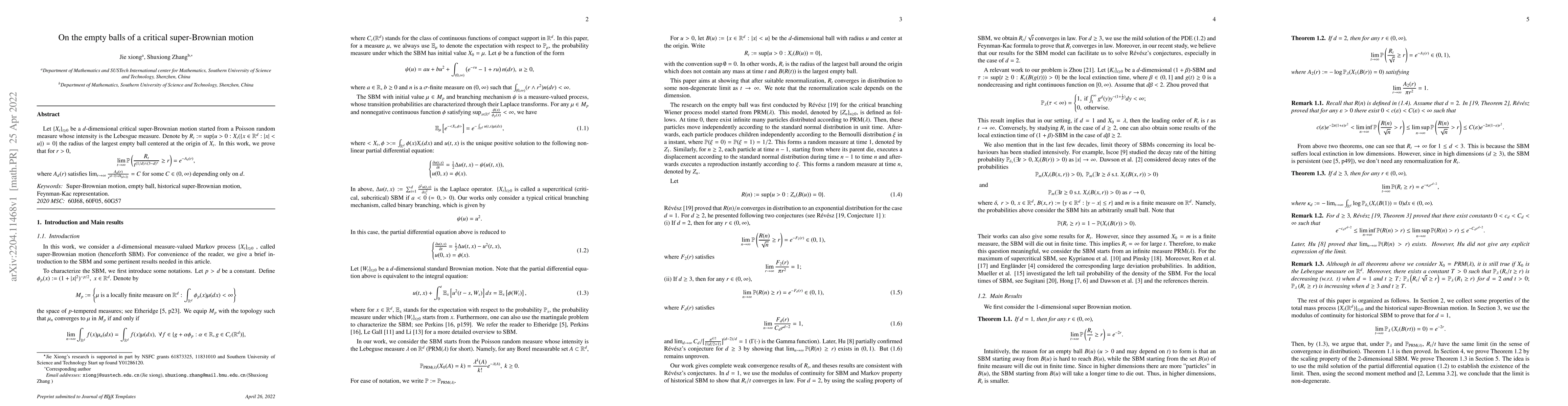 Thumbnail for On the empty balls of a critical super-Brownian motion