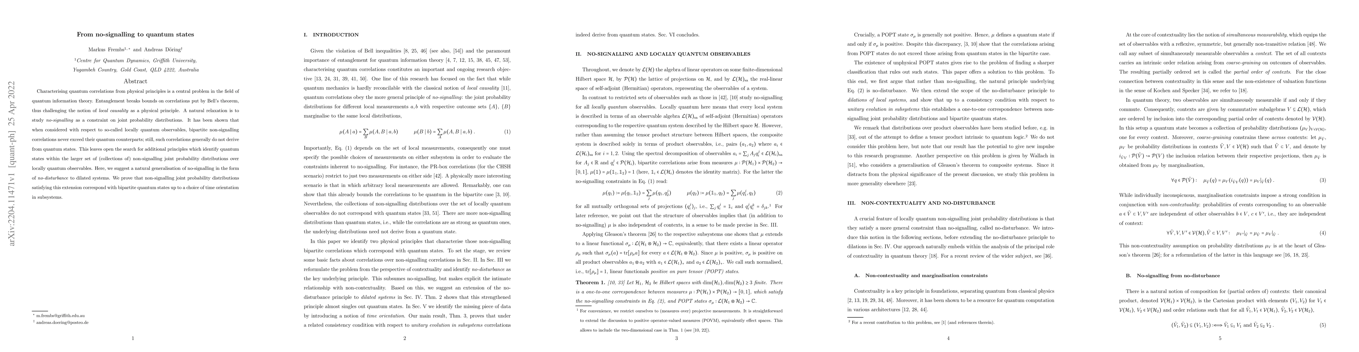 Thumbnail for From no-signalling to quantum states