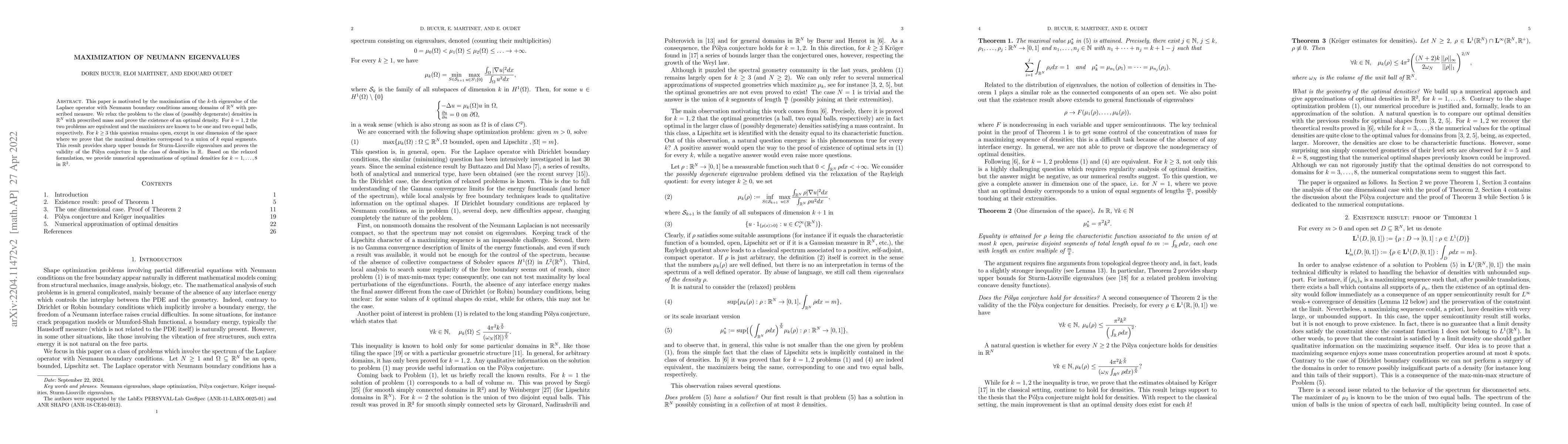 Thumbnail for Maximization of Neumann eigenvalues