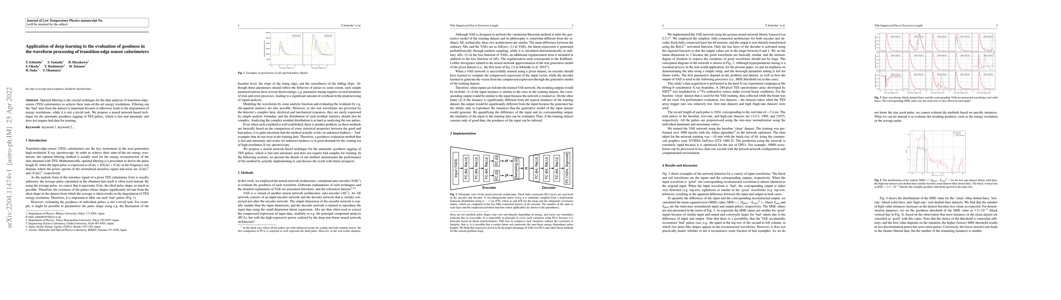 Thumbnail for Application of deep learning to the evaluation of goodness in the
  waveform processing of transition-edge sensor calorimeters
