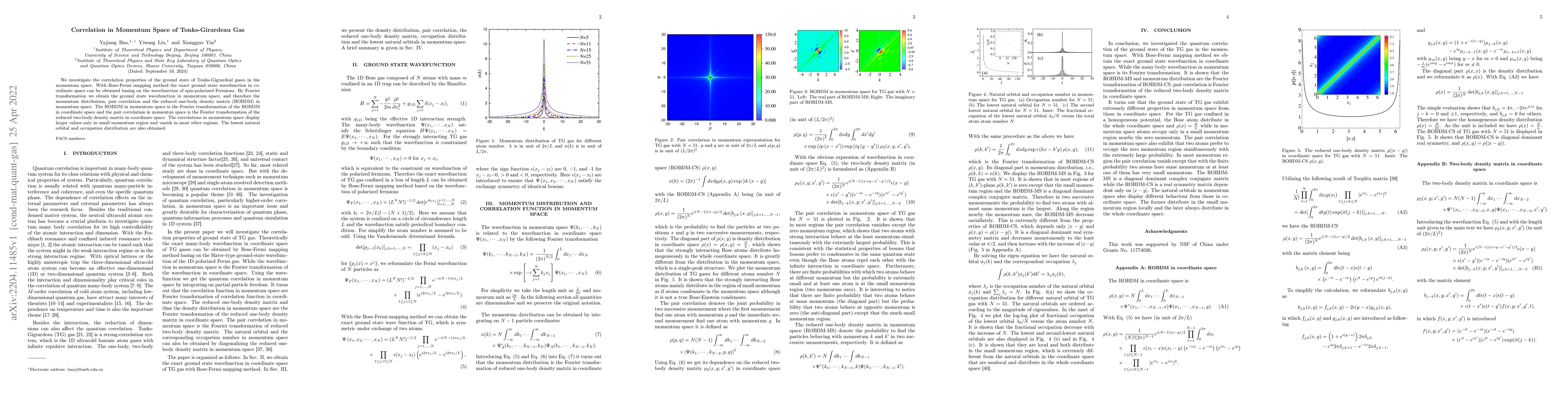 Thumbnail for Correlation in Momentum Space of Tonks-Girardeau Gas