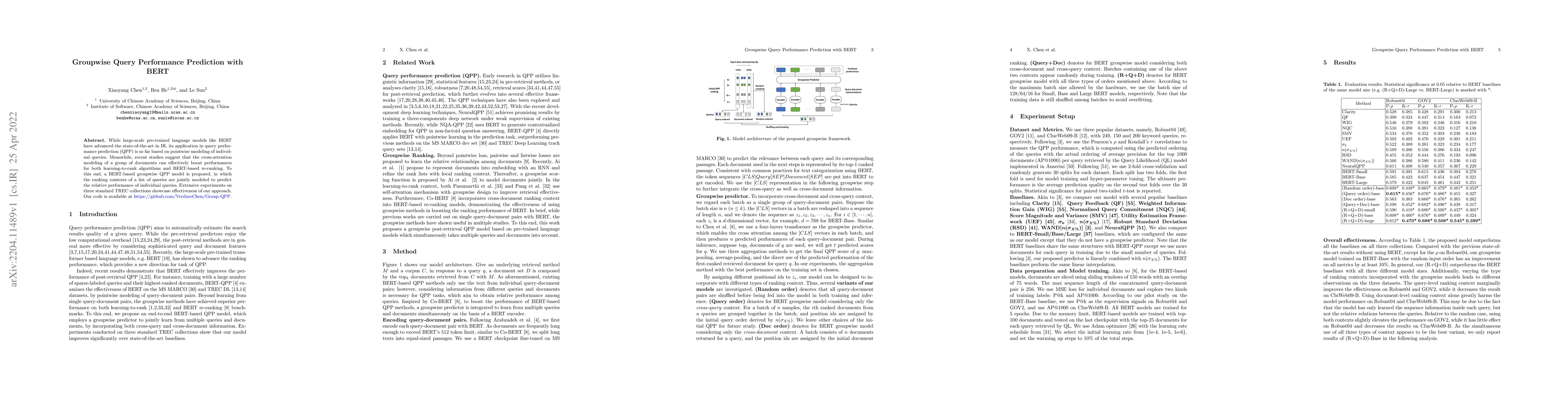 Thumbnail for Groupwise Query Performance Prediction with BERT