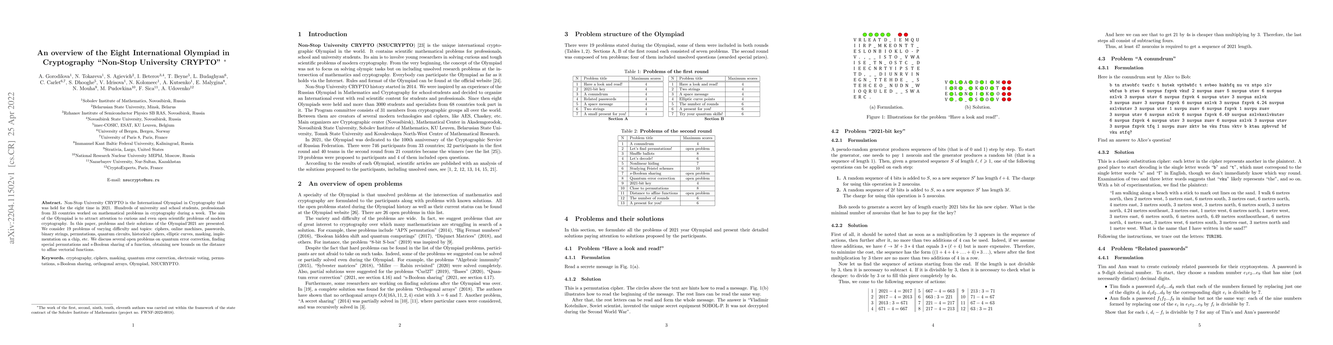 Thumbnail for An overview of the Eight International Olympiad in Cryptography
  "Non-Stop University CRYPTO"