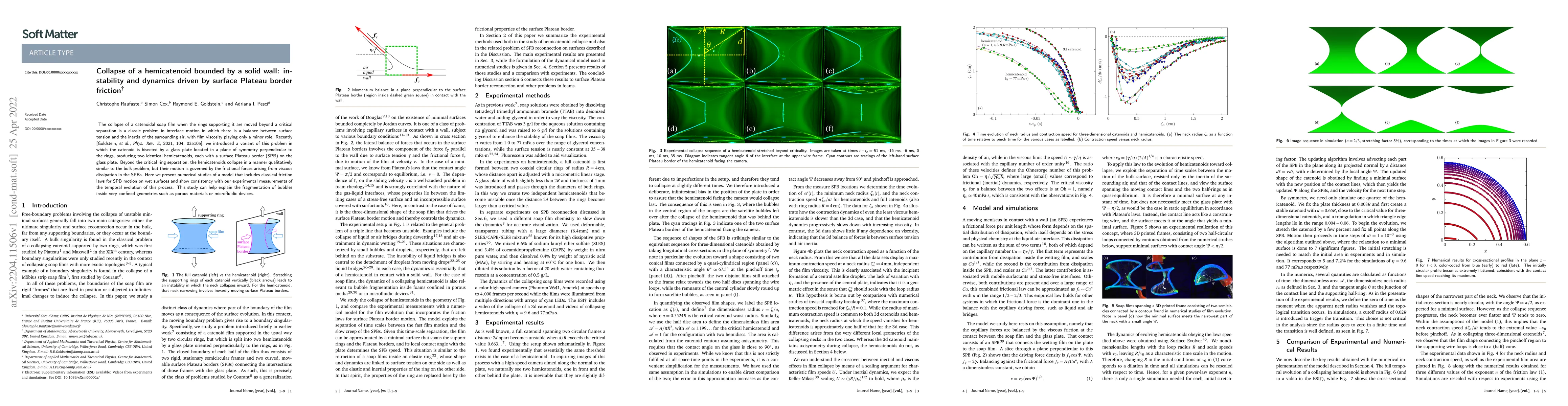 Thumbnail for Collapse of a hemicatenoid bounded by a solid wall: instability and
  dynamics driven by surface Plateau border friction