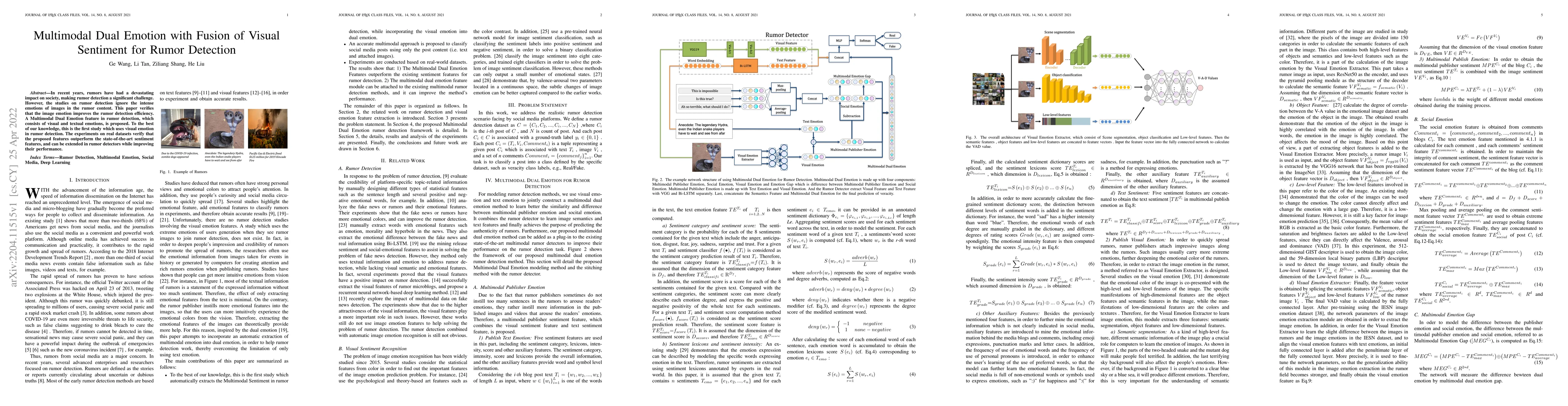Thumbnail for Multimodal Dual Emotion with Fusion of Visual Sentiment for Rumor
  Detection